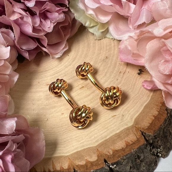 ‘Tying the Knot’ Gold Knotted Cufflinks Tuxedo Studs Formal 8 Pcs Set - Picture 10 of 17